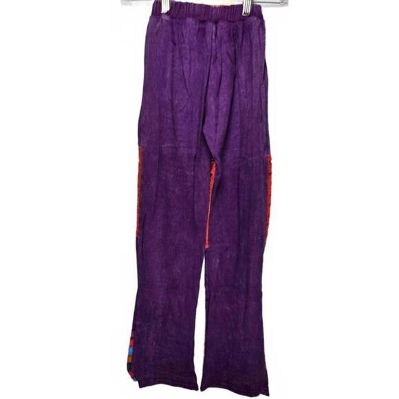 K.P.C. Colorful Handmade Purple Bohemian Floral Embroidered Pants Small - Picture 2 of 10